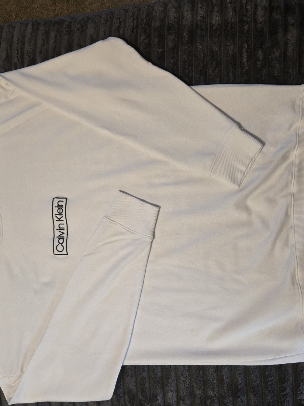 Calvin Klein White Crewneck Sweatshirt with Logo Patch
